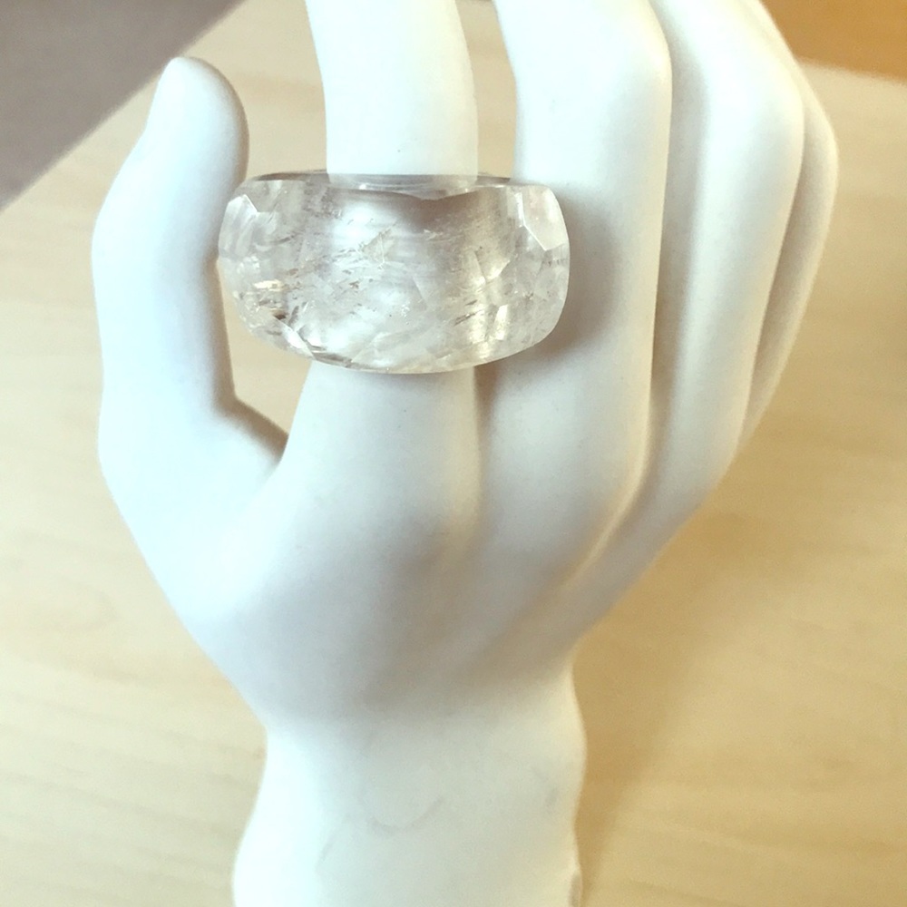 Large custom cut clear crystal ring